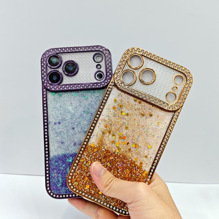 For iPhone 13 Diamond Gradient Glitter Sequins Plated Phone Case