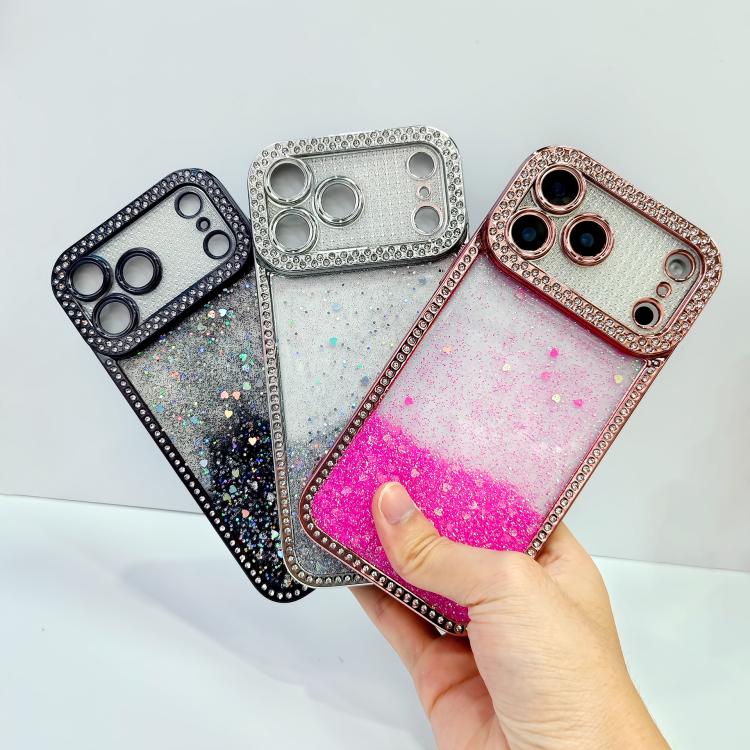 For iPhone 14 Pro Max Diamond Gradient Glitter Sequins Plated Phone Case