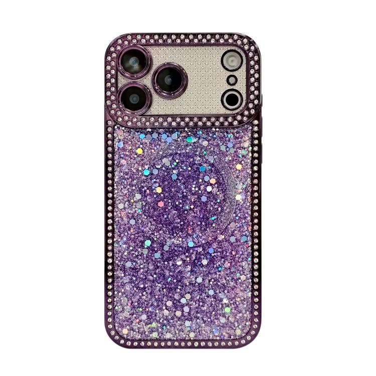 For iPhone 15 Plus Diamond Sequins Glitter MagSafe Electroplating Phone Case