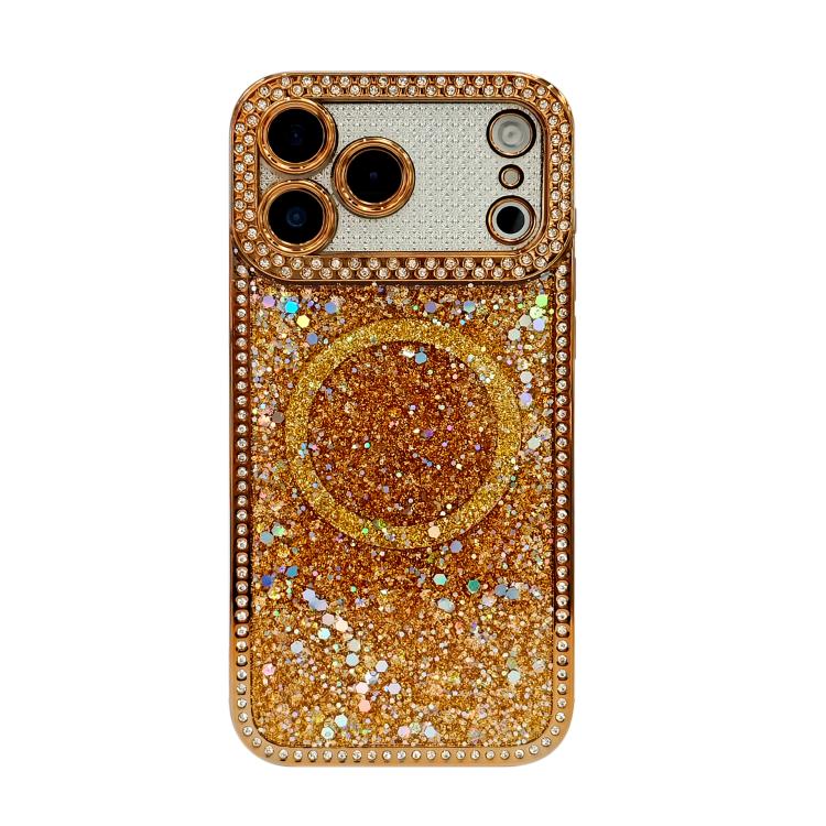 For iPhone 15 Plus Diamond Sequins Glitter MagSafe Electroplating Phone Case
