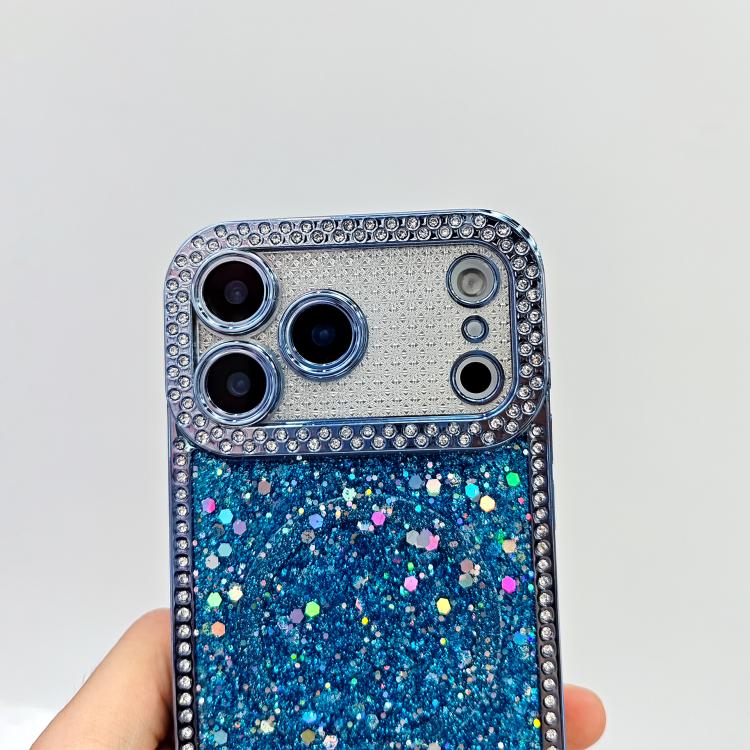 For iPhone 15 Pro Max Diamond Sequins Glitter MagSafe Electroplating Phone Case