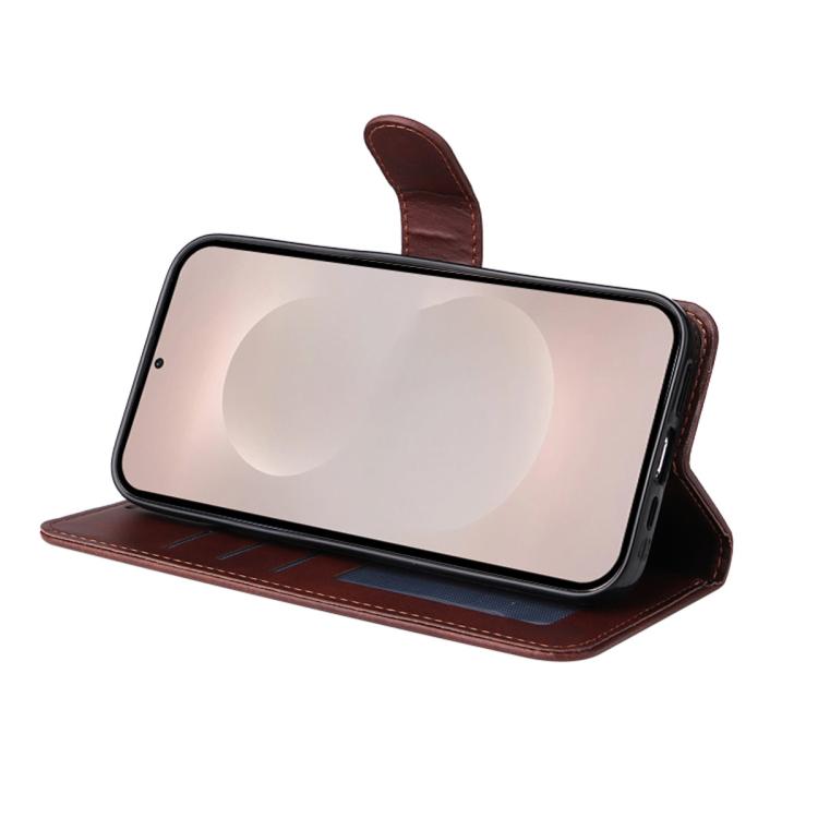 For Samsung Galaxy S26+ 5G ENKAY Card Wallet Calf Texture Leather Phone Case with 0.18mm High Aluminum-silicon Glass Film