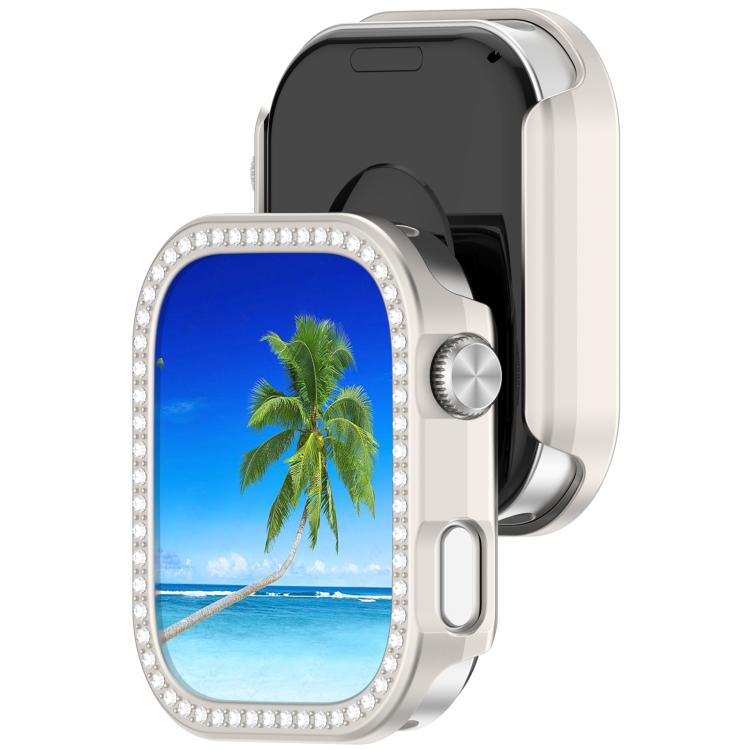 For Redmi Watch 6 Single Row Diamond Half Coverage PC Hollow Watch Protective Cover
