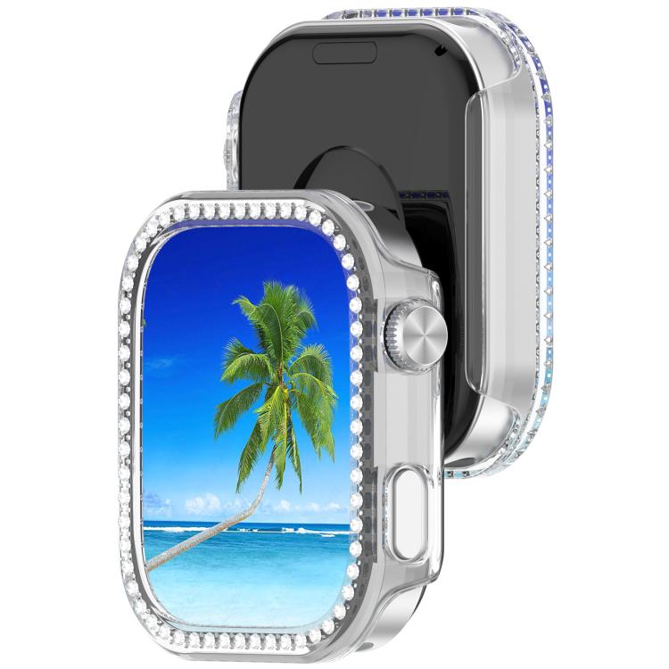 For Redmi Watch 6 Single Row Diamond Half Coverage PC Hollow Watch Protective Cover
