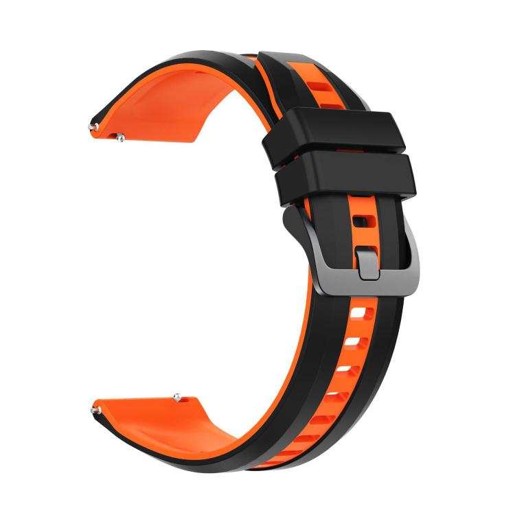 22mm Black Steel Buckle Two Color Silicone Watch Band