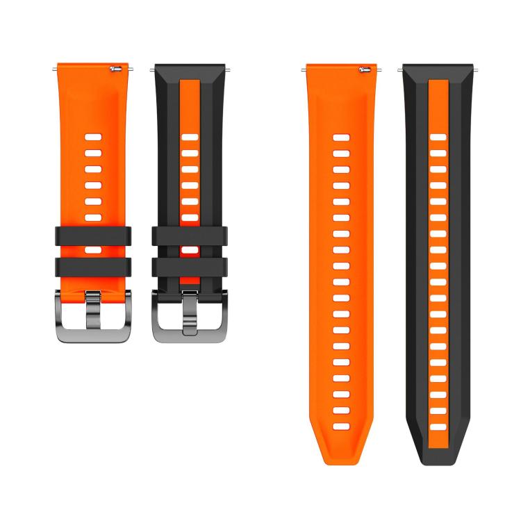 22mm Black Steel Buckle Two Color Silicone Watch Band