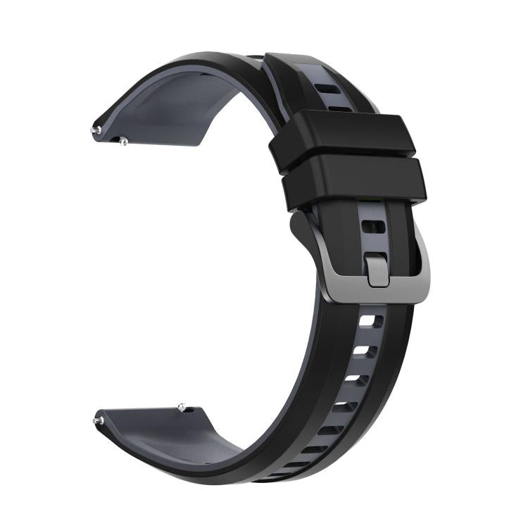 22mm Black Steel Buckle Two Color Silicone Watch Band