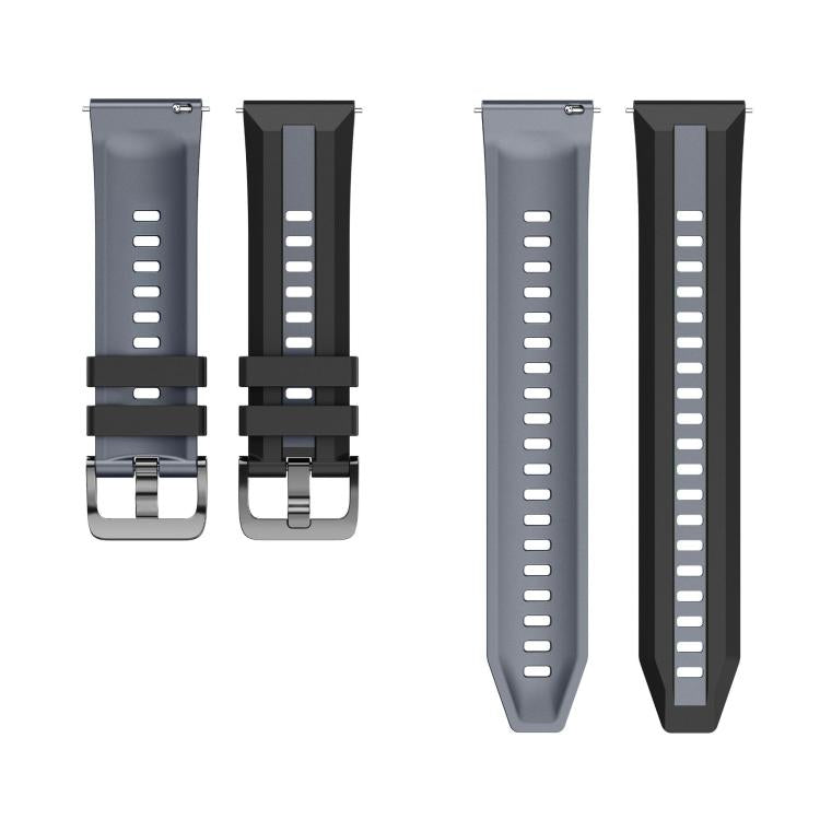 22mm Black Steel Buckle Two Color Silicone Watch Band
