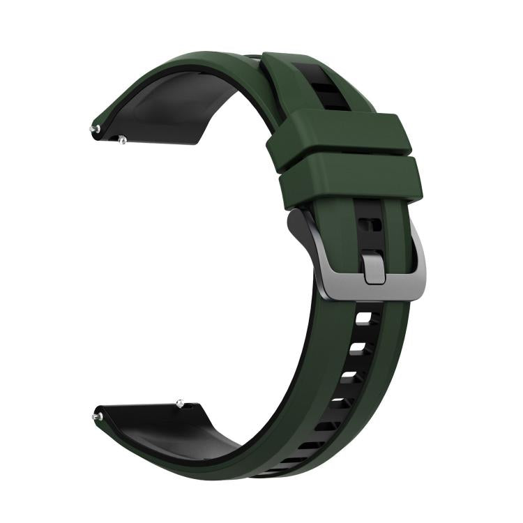 22mm Black Steel Buckle Two Color Silicone Watch Band