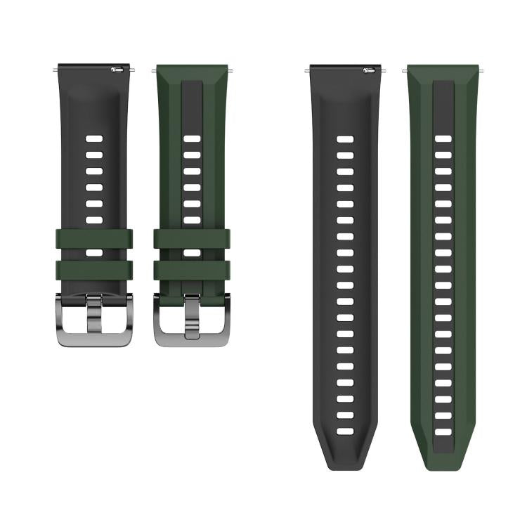 22mm Black Steel Buckle Two Color Silicone Watch Band