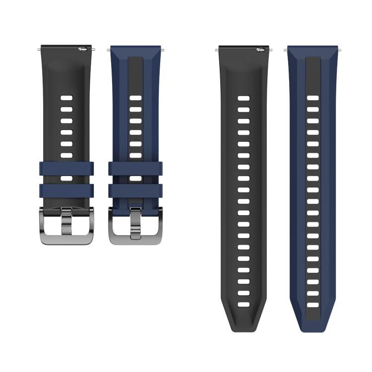 22mm Black Steel Buckle Two Color Silicone Watch Band