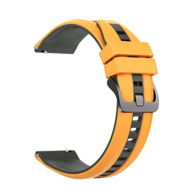 22mm Black Steel Buckle Two Color Silicone Watch Band