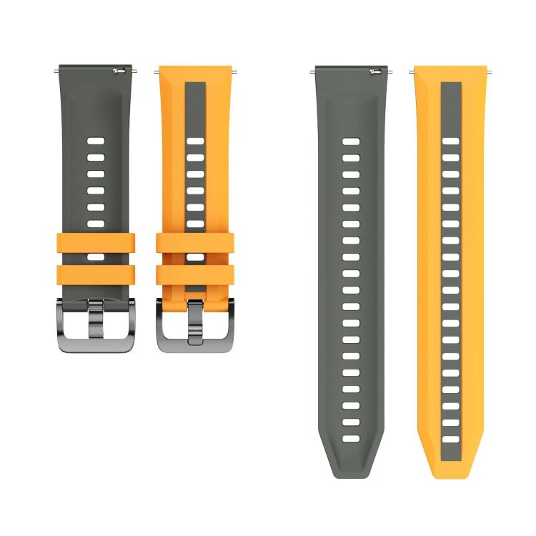 22mm Black Steel Buckle Two Color Silicone Watch Band