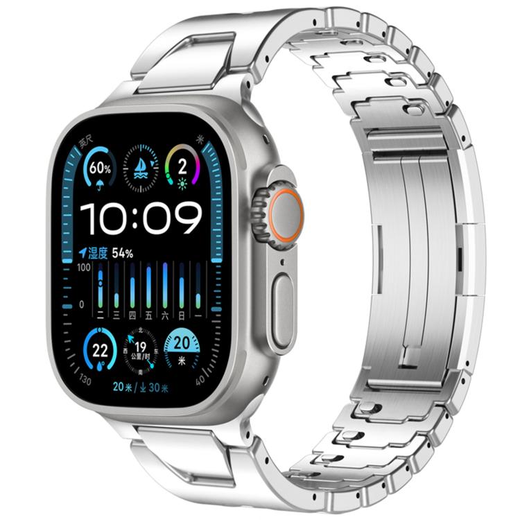 For Apple Watch 44mm / 45mm / 46mm / 49mm H-Type QuickB Release Butterfly Buckle Stainless Steel Watch Band