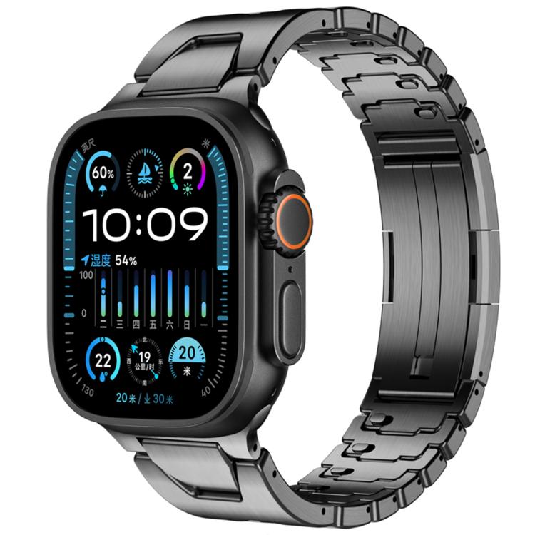 For Apple Watch 44mm / 45mm / 46mm / 49mm H-Type QuickB Release Butterfly Buckle Stainless Steel Watch Band