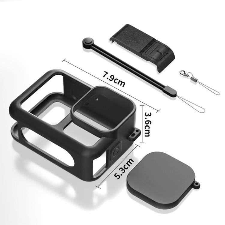 For GoPro HERO13 Black Silicone Protective Cover with Wrist Strap & Lens Cover & Side Interface Cover
