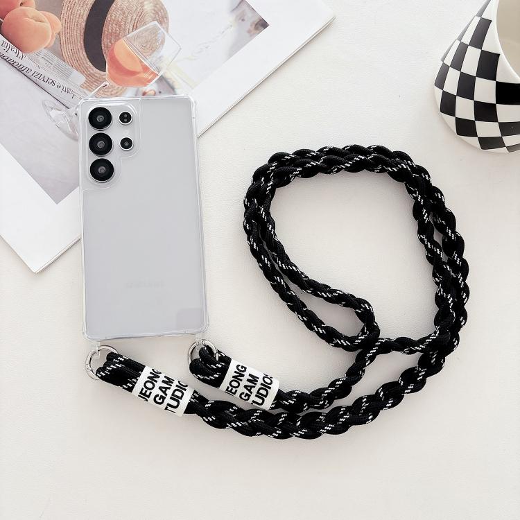 For Samsung Galaxy S21 Ultra 5G Transparent Acrylic Shockproof Phone Case with Crossbody Lanyard