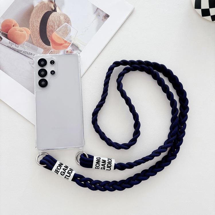 For Samsung Galaxy S21 Ultra 5G Transparent Acrylic Shockproof Phone Case with Crossbody Lanyard