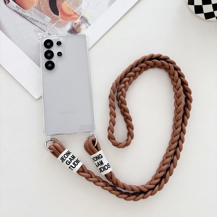 For Samsung Galaxy S21 Ultra 5G Transparent Acrylic Shockproof Phone Case with Crossbody Lanyard