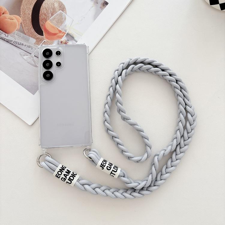 For Samsung Galaxy S21 Ultra 5G Transparent Acrylic Shockproof Phone Case with Crossbody Lanyard