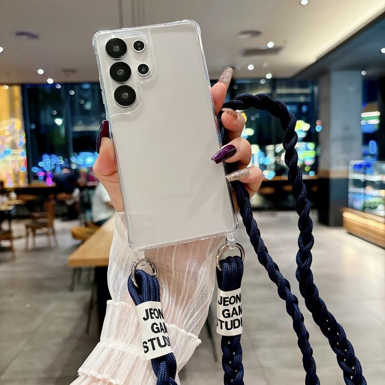 For Samsung Galaxy S24 5G Transparent Acrylic Shockproof Phone Case with Crossbody Lanyard
