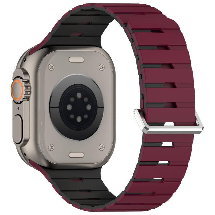 For Apple Watch 46mm / 49mm / 45mm / 44mm Melodica-Style Magnetic Dual-Color Silicone Watch Band