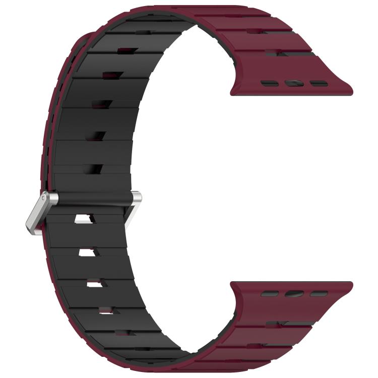 For Apple Watch 46mm / 49mm / 45mm / 44mm Melodica-Style Magnetic Dual-Color Silicone Watch Band