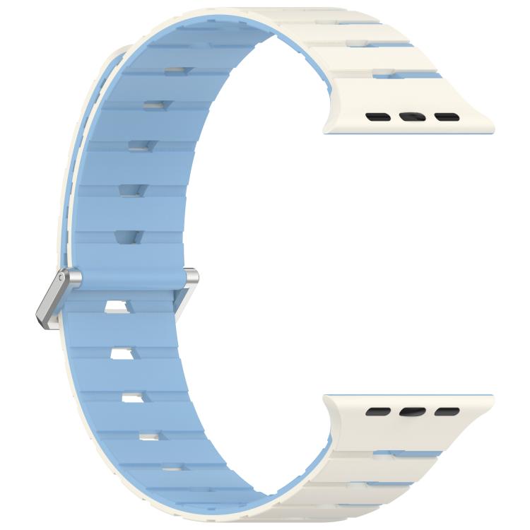 For Apple Watch 46mm / 49mm / 45mm / 44mm Melodica-Style Magnetic Dual-Color Silicone Watch Band