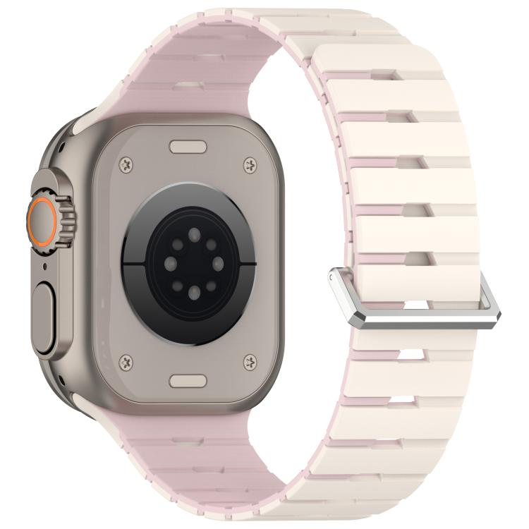For Apple Watch 46mm / 49mm / 45mm / 44mm Melodica-Style Magnetic Dual-Color Silicone Watch Band