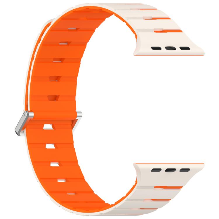 For Apple Watch 46mm / 49mm / 45mm / 44mm Melodica-Style Magnetic Dual-Color Silicone Watch Band