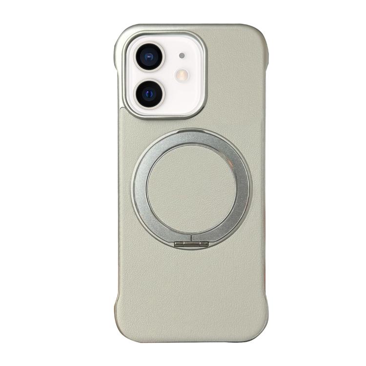 For iPhone 11 Frameless Leather-Skin PC MagSafe Holder Phone Case