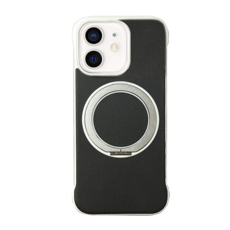 For iPhone 11 Frameless Leather-Skin PC MagSafe Holder Phone Case