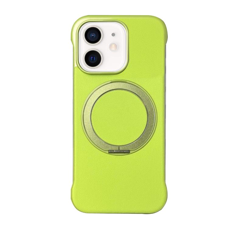 For iPhone 11 Frameless Leather-Skin PC MagSafe Holder Phone Case