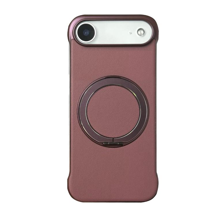 For iPhone Air Frameless Leather-Skin PC MagSafe Holder Phone Case