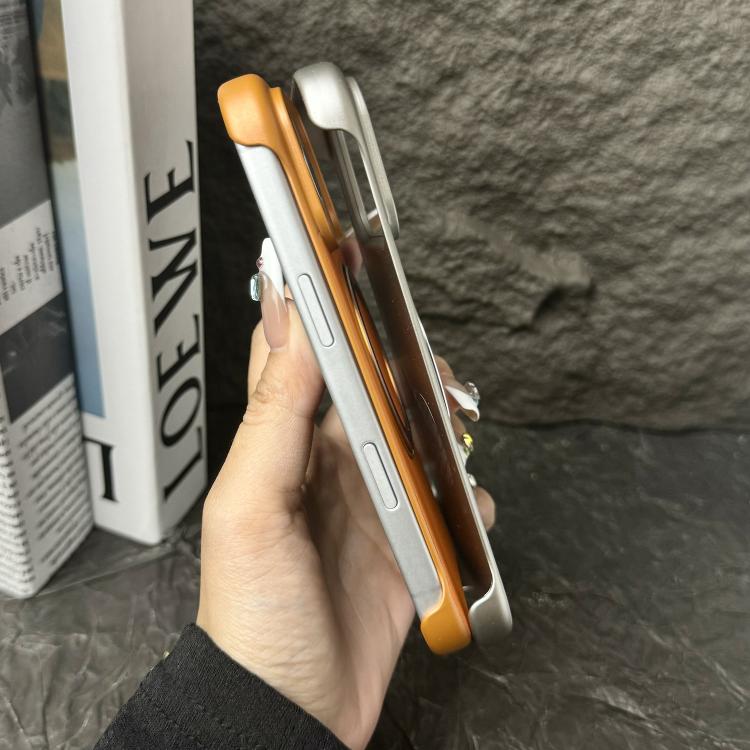 For iPhone 11 Pro Max Frameless Leather-Skin PC MagSafe Holder Phone Case