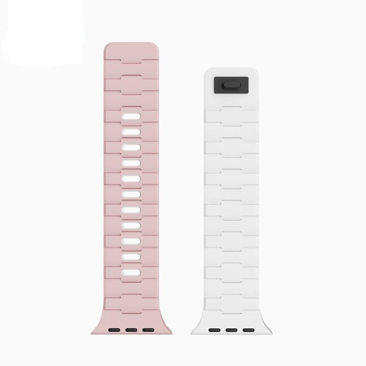 For Apple Watch 46mm / 49mm / 45mm / 44mm Horse-Embossed Single-Pin Magnetic Silicone Watch Band