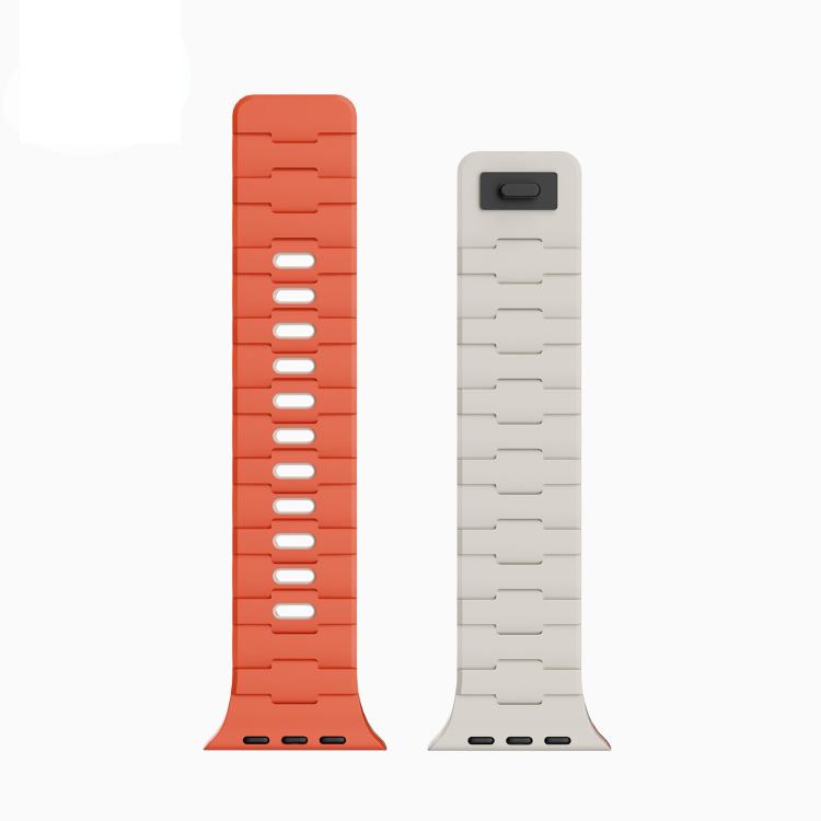 For Apple Watch 46mm / 49mm / 45mm / 44mm Horse-Embossed Single-Pin Magnetic Silicone Watch Band