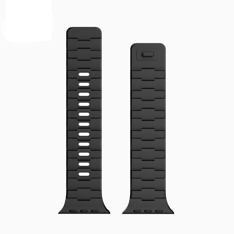 For Apple Watch 46mm / 49mm / 45mm / 44mm Horse-Embossed Single-Pin Magnetic Silicone Watch Band