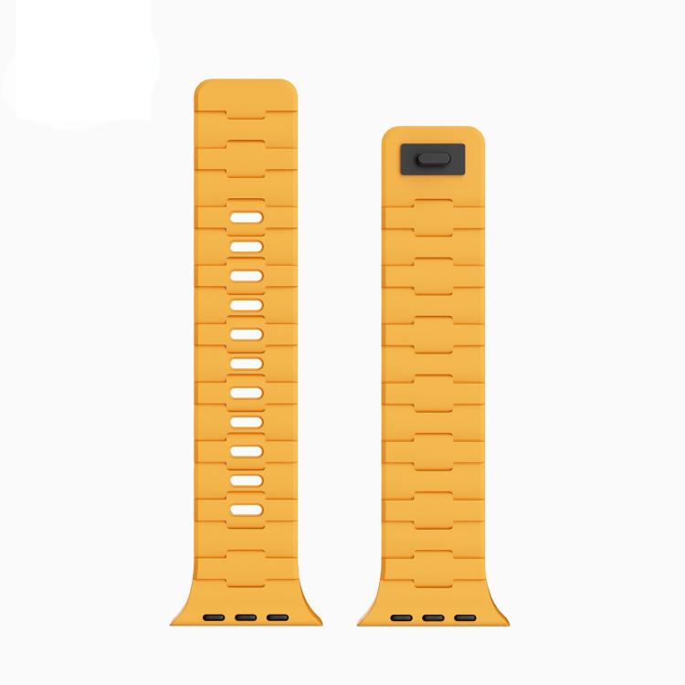 For Apple Watch 46mm / 49mm / 45mm / 44mm Horse-Embossed Single-Pin Magnetic Silicone Watch Band