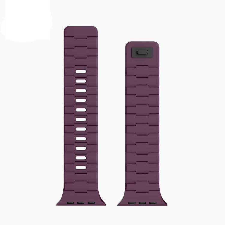 For Apple Watch 46mm / 49mm / 45mm / 44mm Horse-Embossed Single-Pin Magnetic Silicone Watch Band
