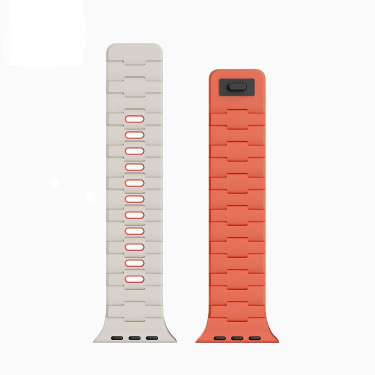 For Apple Watch 46mm / 49mm / 45mm / 44mm Horse-Embossed Single-Pin Magnetic Silicone Watch Band