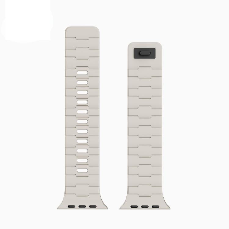 For Apple Watch 46mm / 49mm / 45mm / 44mm Horse-Embossed Single-Pin Magnetic Silicone Watch Band
