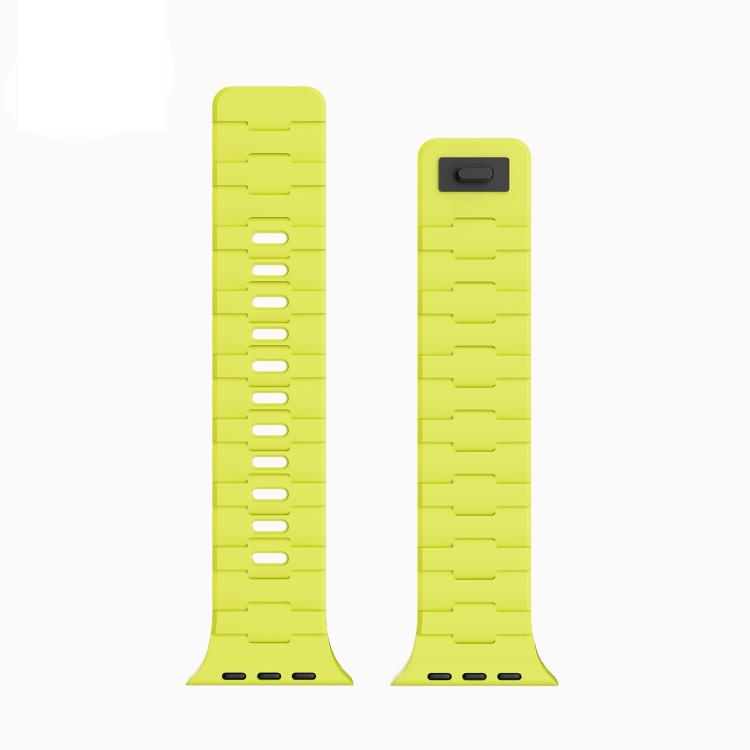 For Apple Watch 46mm / 49mm / 45mm / 44mm Horse-Embossed Single-Pin Magnetic Silicone Watch Band