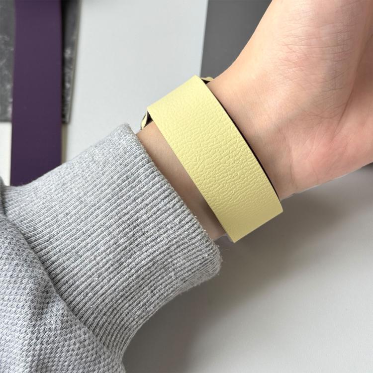 For Apple Watch 46mm / 49mm / 45mm / 44mm Two-tone Lychee-textured Magnetic Silicone Watch Band