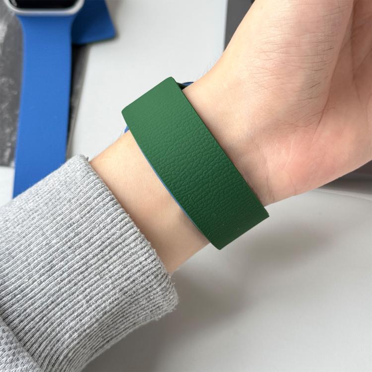For Apple Watch 42mm / 41mm / 40mm / 38mm Two-tone Lychee-textured Magnetic Silicone Watch Band