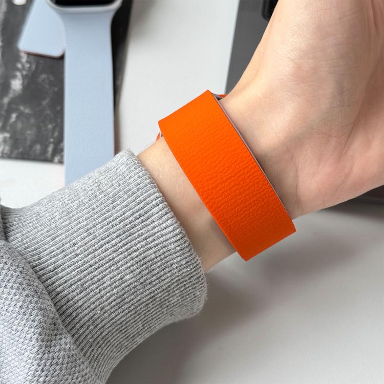 For Apple Watch 42mm / 41mm / 40mm / 38mm Two-tone Lychee-textured Magnetic Silicone Watch Band