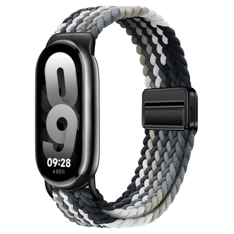 For Xiaomi Smart Band  10 / 9 / 8 Magnetic Buckle Braided Loop Nylon Watch Band - Black Cochineal