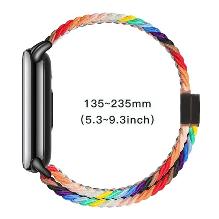 For Xiaomi Smart Band  10 / 9 / 8 Magnetic Buckle Braided Loop Nylon Watch Band - Black Cochineal