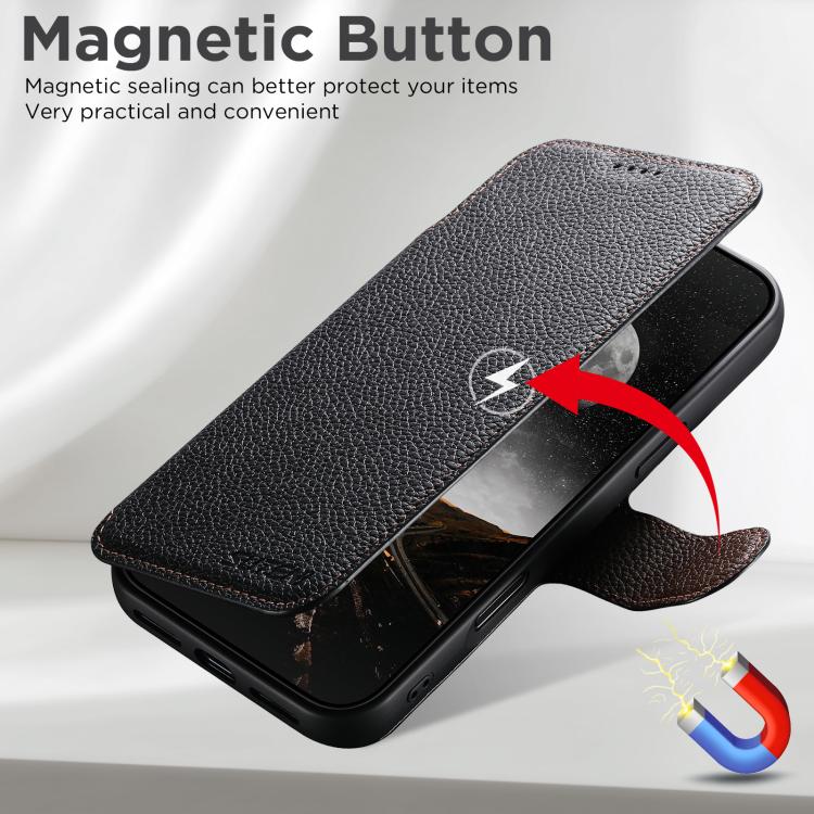 For iPhone 13 Pro Suteni Q05 -in-1 Multi-function MagSafe Wallet Big Litchi Leather Phone Case
