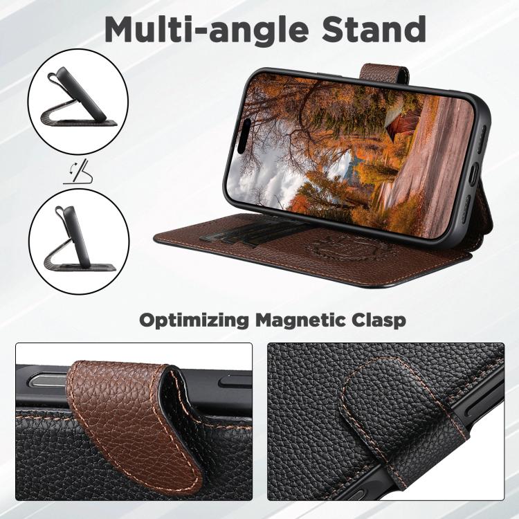 For iPhone 13 Pro Suteni Q05 -in-1 Multi-function MagSafe Wallet Big Litchi Leather Phone Case